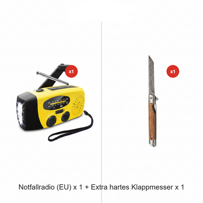 ⏳ Solar-Kurbelradio mit AM/FM-Empfang – 3-LED-Taschenlampe, USB-Notladefunktion und 600-mAh-Akku-Gcom