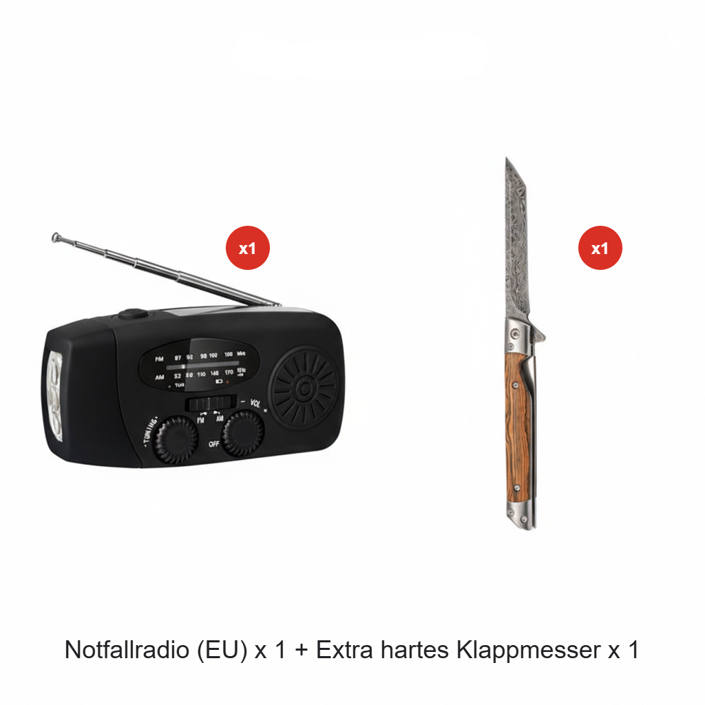 ⏳ Solar-Kurbelradio mit AM/FM-Empfang – 3-LED-Taschenlampe, USB-Notladefunktion und 600-mAh-Akku-Gcom
