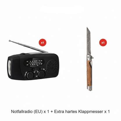 ⏳ Solar-Kurbelradio mit AM/FM-Empfang – 3-LED-Taschenlampe, USB-Notladefunktion und 600-mAh-Akku-Gcom
