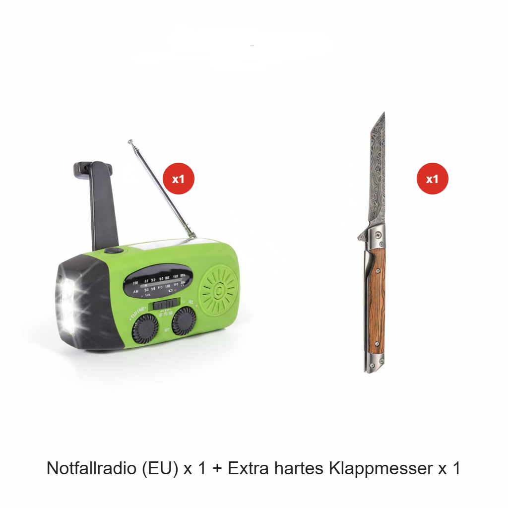 ⏳ Solar-Kurbelradio mit AM/FM-Empfang – 3-LED-Taschenlampe, USB-Notladefunktion und 600-mAh-Akku-Gcom