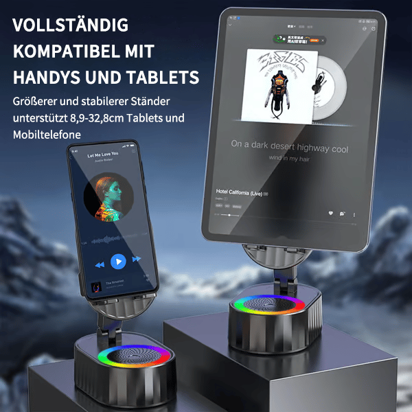 2025 Verbesserter Handyständer mit Induktionslautsprecher/Powerbank/Atmosphärenlicht✨