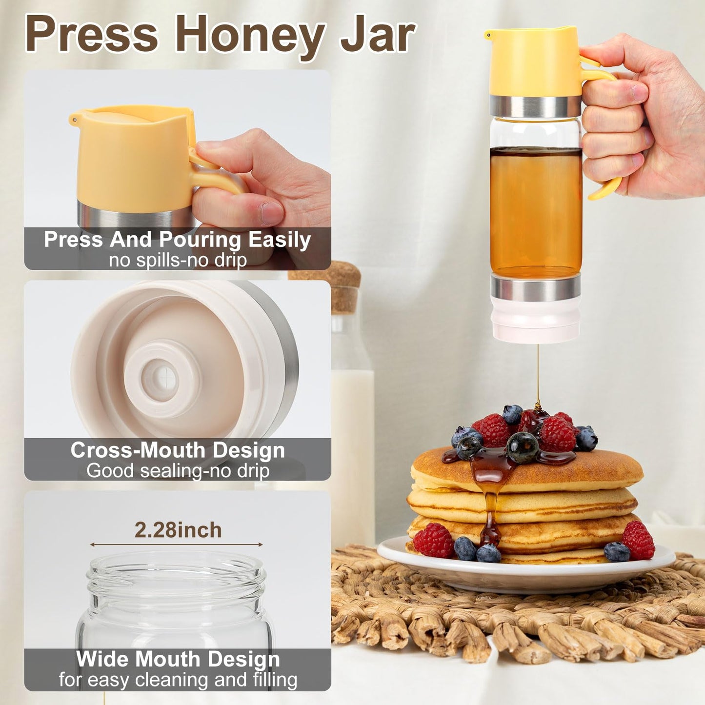 💥LAST DAY SALE 50 % RABATT🍯✨9oz tropffreier Honig- und Sirupspender aus Glas