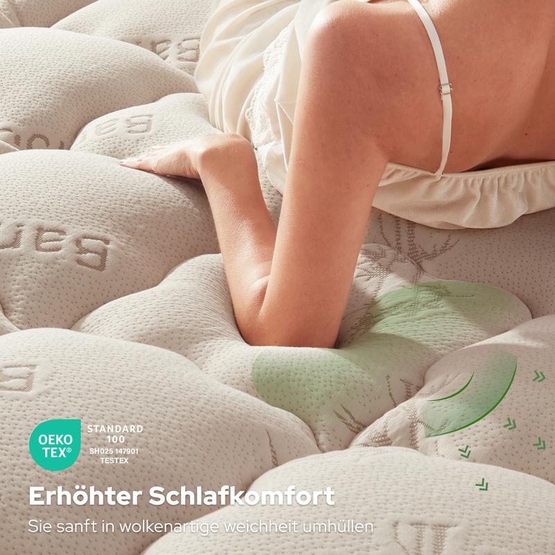 🥳HEISSER SALE 2026🥳💞50.000+ VERKAUFT!👵❤️ Matratzenauflage aus Bambusfaser-Viskose mit tiefen Taschen, gesteppter Matratzentopper, weich & druckentlastend
