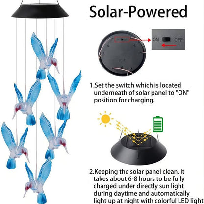 🦋 Verschönern Sie Ihren Garten✨ Kreative Vogeldesign Solar-Windspiele