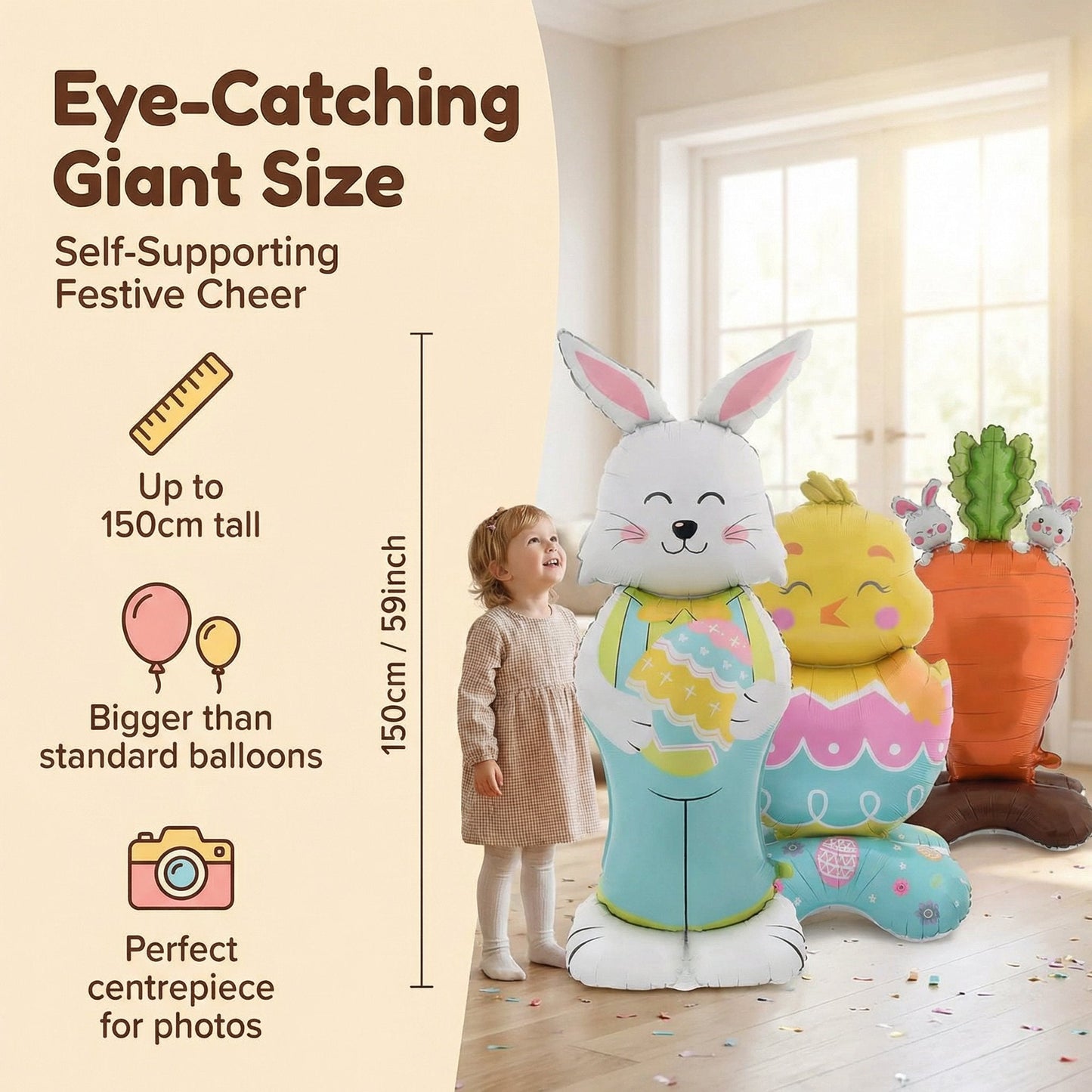 💎 OSTER-FRÜHBUCHER-SALE! 💎 Riesen 3D-Steh-Hase-Ballon – Selbststehend, Wiederverwendbar & Farbenfroh für Festliche Osterstimmung 🐰🎈
