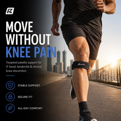 🏃 Sport-Kniebandage – Verstellbarer Riemen & atmungsaktives Neopren – Lindert Knieschmerzen, stabilisiert die Kniescheibe – perfekt zum Laufen, fürs Fitnessstudio oder für den Alltag 💪