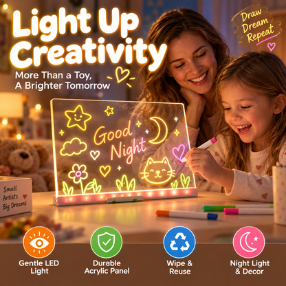 🖍️ ✨ Leuchtende Kinder-Maltafel – sanfte LED, wiederverwendbar, auch als Nachtlicht 💡