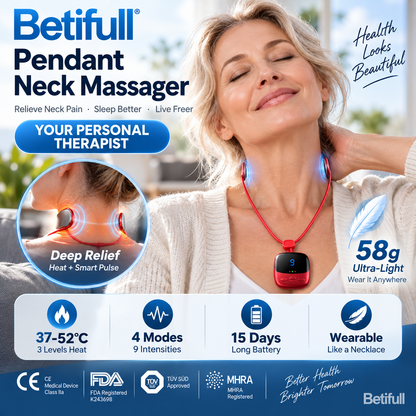 🧘‍♀️Nackenmassagegerät im Anhänger-Design – tragbar, mit 3 Wärmestufen & 9 Intensitätsstufen gegen Verspannungen. Schluss mit Schmerzmitteln – sanfte elektrische Impulse lockern die tiefe Nackenmuskulatur auf natürliche Weise! 🔥💚