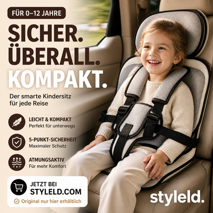 🔥 Kindersitz fürs Auto – Faltbar, sicher, überall dabei! 🧒 5-Punkt-Gurt, atmungsaktiv, für 0–12 Jahre ⚡ Limitiertes Angebot ⏳