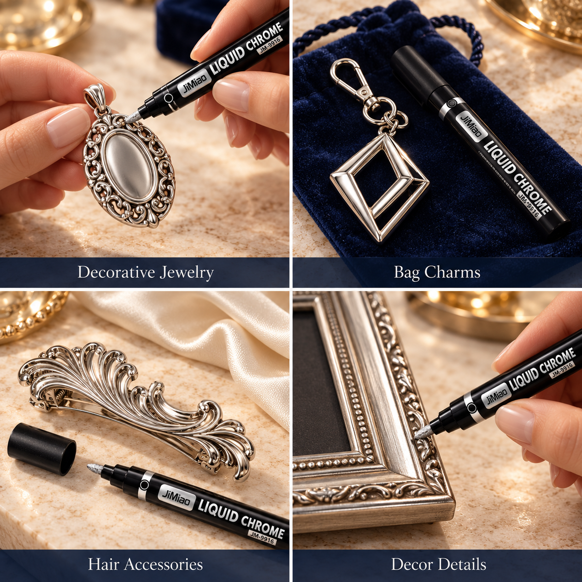 Illustrative project ideas for decorative jewelry, bag charms, hair accessories and decor details