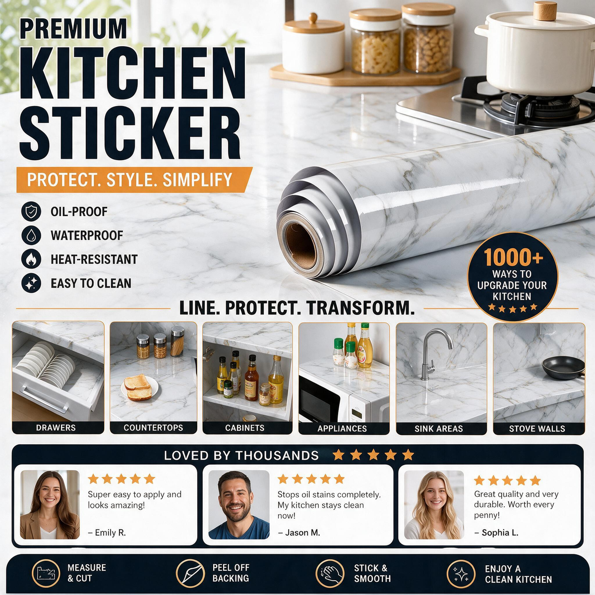 📢📢50 % DE RÉDUCTION !! ⏰Papier peint adhésif imperméable pour crédence de cuisine