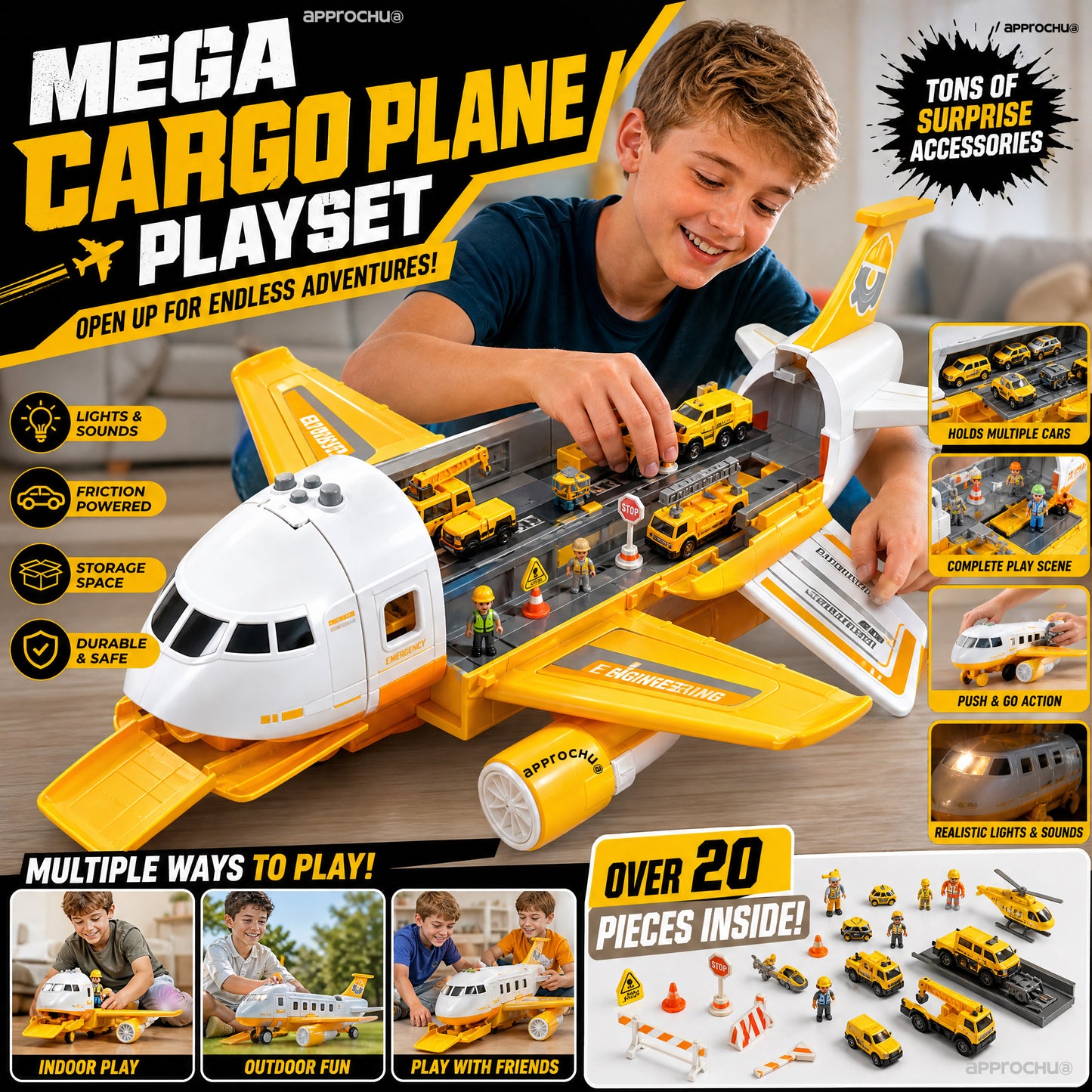 🥳HEISSER SALE 2026🥳💞50.000+ VERKAUFT!👵❤️  AeroPlay Flugzeugauto: Supergroßes, stoßfestes Lernspielzeug für Kinder
