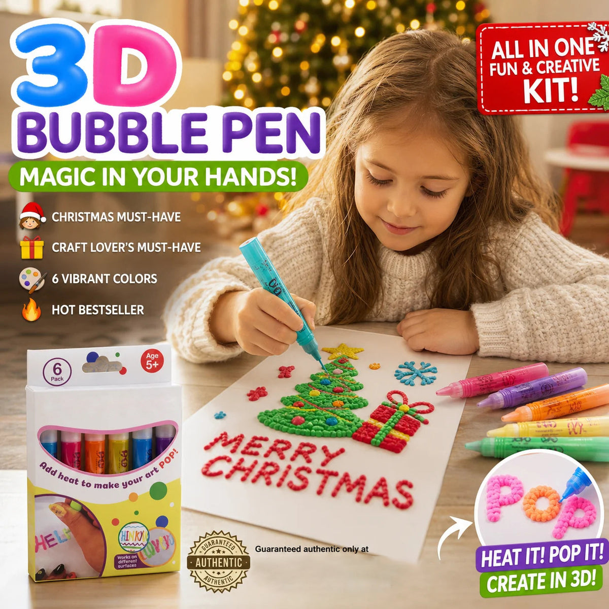 🥳HEISSER SALE 2026🥳💞50.000+ VERKAUFT!🎄🎁Magische Popcorn-Stifte mit Blaseneffekt, wärmeaktivierte Popcorn-Stifte, DIY-3D-Kunstmarker für Kinderbastelprojekte