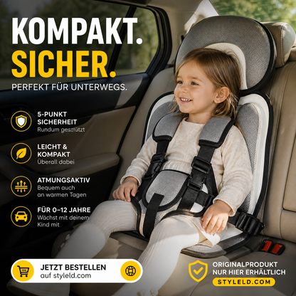 🔥 Kindersitz fürs Auto – Faltbar, sicher, überall dabei! 🧒 5-Punkt-Gurt, atmungsaktiv, für 0–12 Jahre ⚡ Limitiertes Angebot ⏳
