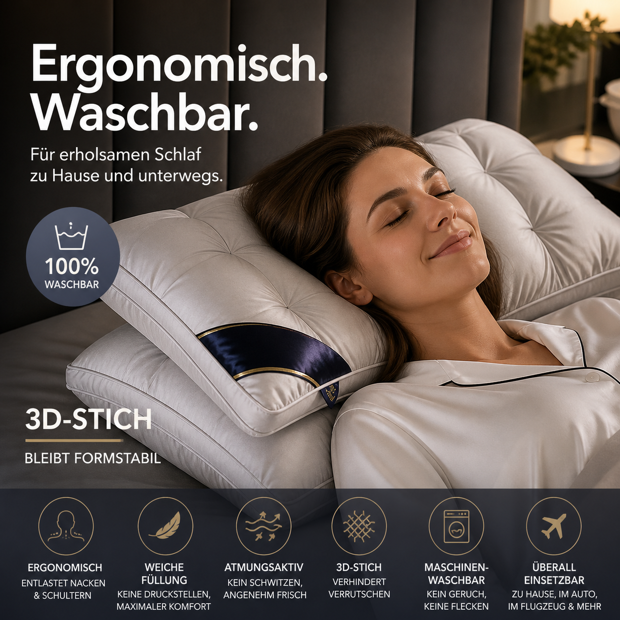 🥳 2026 HEISSER VERKAUF 🥳 💞  Waschbares, ergonomisches Nackenkissen – atmungsaktiv und weich mit 3D-Nähten.