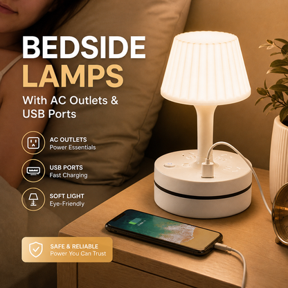 💡 Nachttischlampe mit Ladestation – Bringt Licht und Strom auf Ihren Nachttisch 🔌