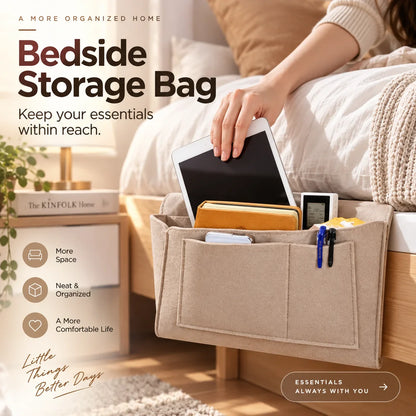 🛏️ JETZT 50 % RABATT! Hängende Aufbewahrungstasche für das Bett – Mehrfächer Bett-Organizer aus Filz, ideal für Etagenbetten im Wohnheim, für Tablet, Bücher, Handy und Schreibwaren ✨