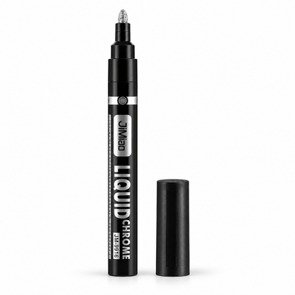 Black JiMiao Liquid Chrome Silver marker with its cap, 3 mm line width