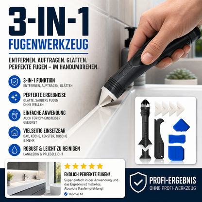 🔧 50% RABATT! 🔥 3-in-1 Fugenwerkzeug - Profi Fugenglättwerkzeug für perfekt glatte Fugen🎁