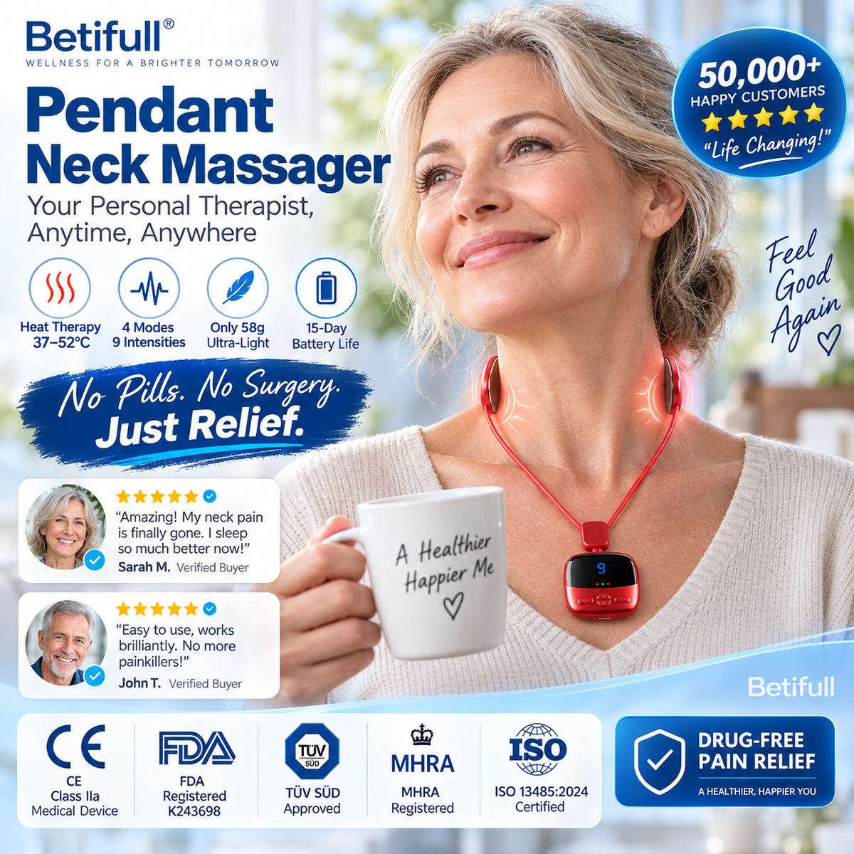 🧘‍♀️Nackenmassagegerät im Anhänger-Design – tragbar, mit 3 Wärmestufen & 9 Intensitätsstufen gegen Verspannungen. Schluss mit Schmerzmitteln – sanfte elektrische Impulse lockern die tiefe Nackenmuskulatur auf natürliche Weise! 🔥💚
