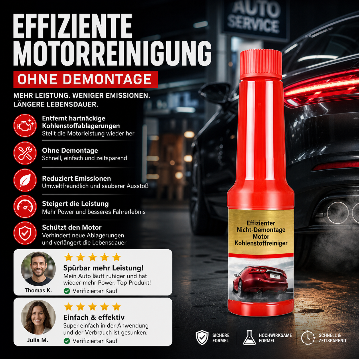 🚗 Motor-Karbonreiniger ohne Ausbau – Tiefenreinigung, reduziert Abgase & steigert Motorleistung