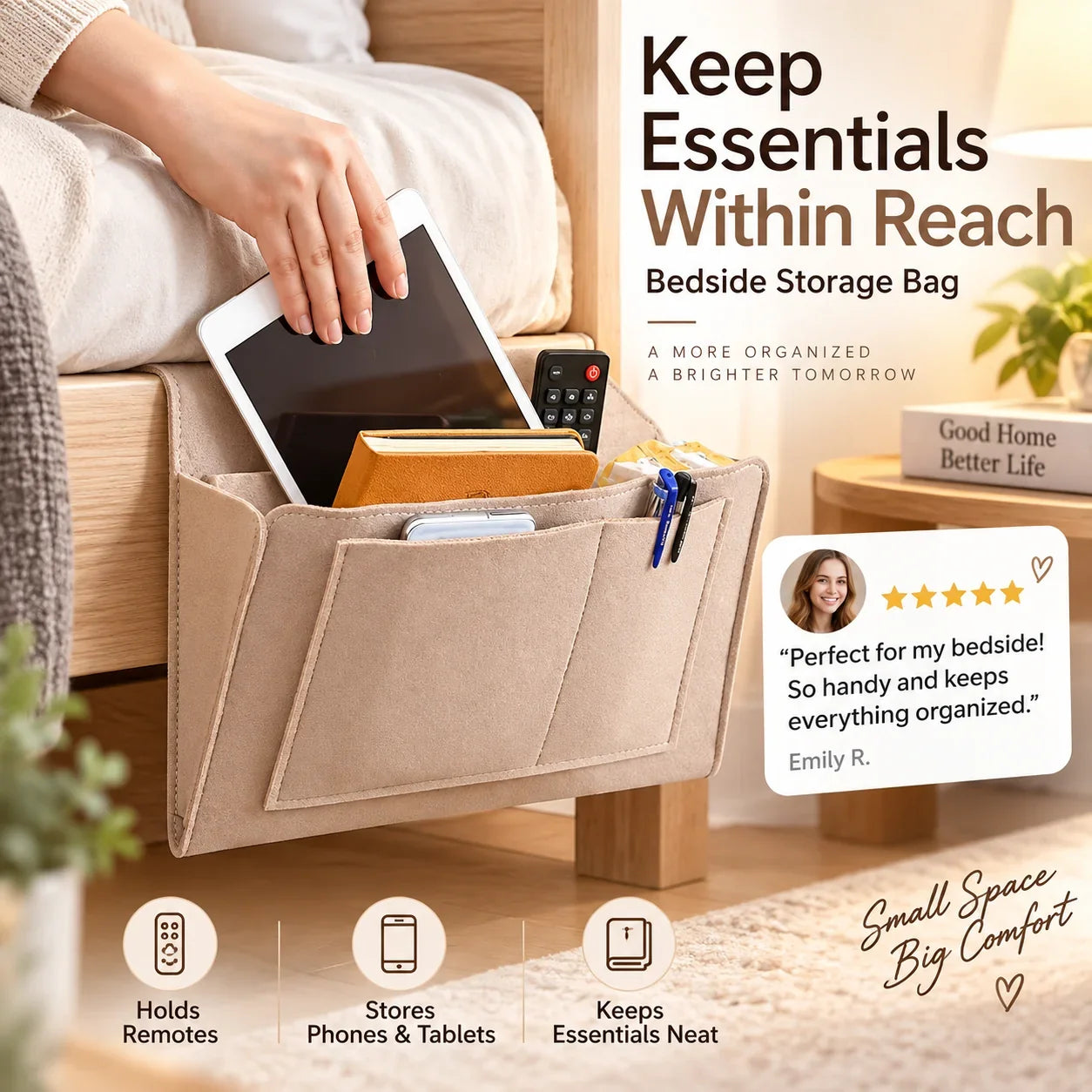 🛏️ JETZT 50 % RABATT! Hängende Aufbewahrungstasche für das Bett – Mehrfächer Bett-Organizer aus Filz, ideal für Etagenbetten im Wohnheim, für Tablet, Bücher, Handy und Schreibwaren ✨