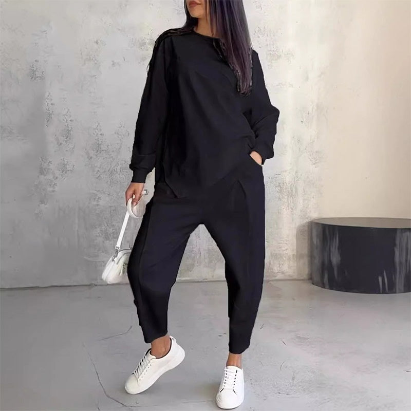 ⏰Zeitlich begrenztes Angebot: 50 % RABATT💕Damen Langarm-Sweatshirts mit unregelmäßigem Saum & Hosen-Set