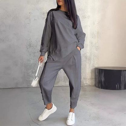⏰Zeitlich begrenztes Angebot: 50 % RABATT💕Damen Langarm-Sweatshirts mit unregelmäßigem Saum & Hosen-Set