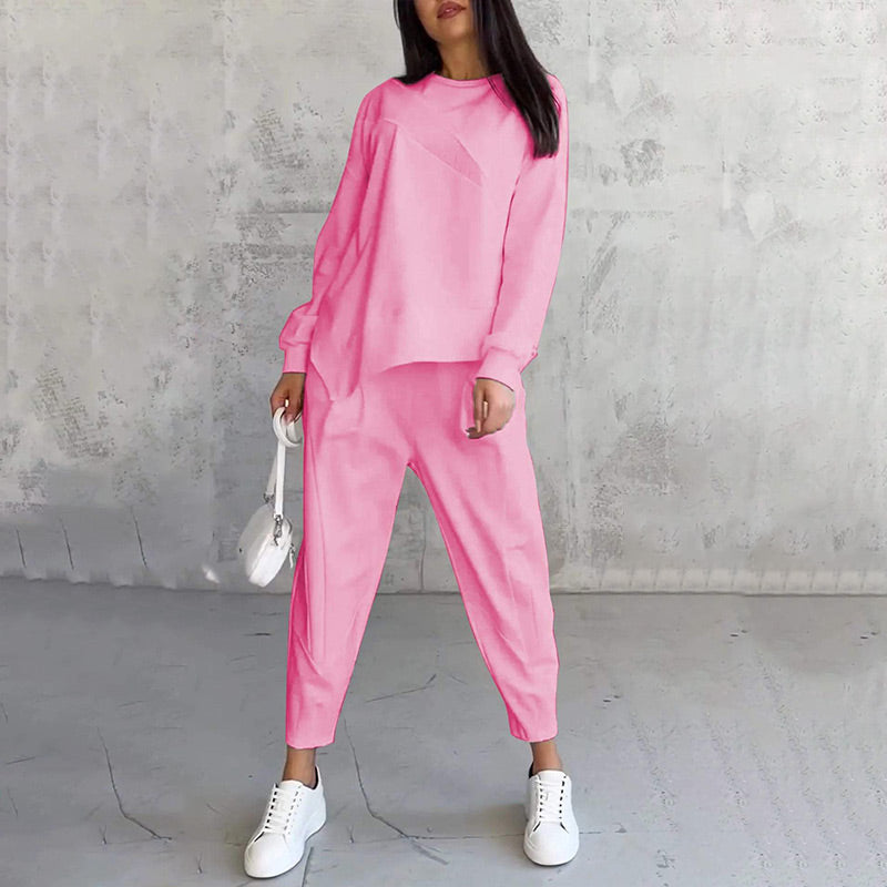 ⏰Zeitlich begrenztes Angebot: 50 % RABATT💕Damen Langarm-Sweatshirts mit unregelmäßigem Saum & Hosen-Set