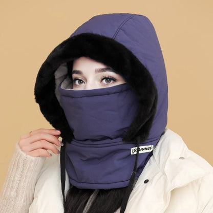 🔥🥰Verdickte Thermomütze mit Plüschfutter und Gesichtsmaske für Damen und Herren