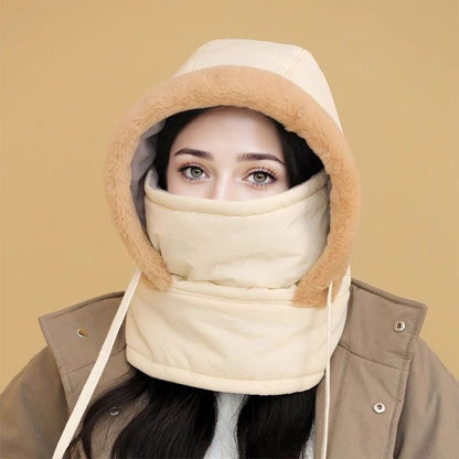 🔥🥰Verdickte Thermomütze mit Plüschfutter und Gesichtsmaske für Damen und Herren