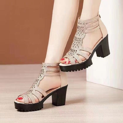🌸Frühlingsangebote💐 Rutschfeste Peep-Toe-Sandalen mit dicker Sohle für Damen