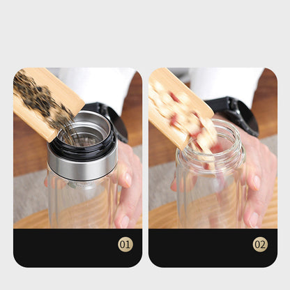🔥Neue heiße Selling❤️‍🔥 Doppelwandige tragbare Teetasse aus Borosilikat