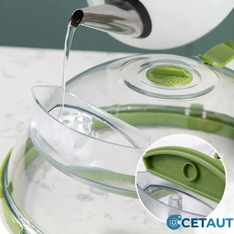 ⏳Begrenzte Zeit 50% Rabatt💥🫧💭✨Klare, spritzwassergeschützte, mikrowellengeeignete Abdeckung mit Wasserdampfer und Griff🫧💭✨