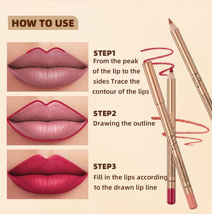 💄 LIMITED-TIME 50% RABATT! ✨ Lipliner-Stift-Set – 12 Farben, Wischfest, Matt ✨