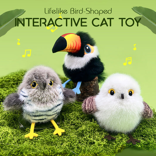 Lebensechtes interaktives Katzenspielzeug in Vogelform
