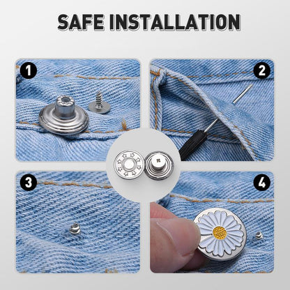 Abnehmbares Jeansknöpfe-Set ohne Nähen