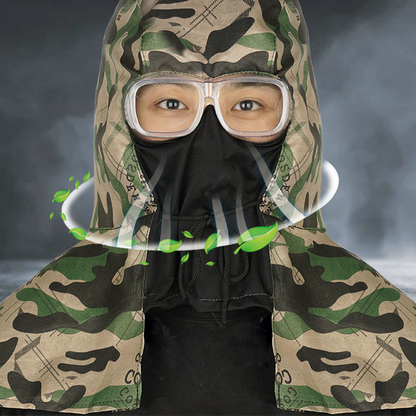 Alleskönner Outdoor-Staubschutz-Poncho mit Kapuze, Gesichtsmaske & Anti-Beschlag-Brille