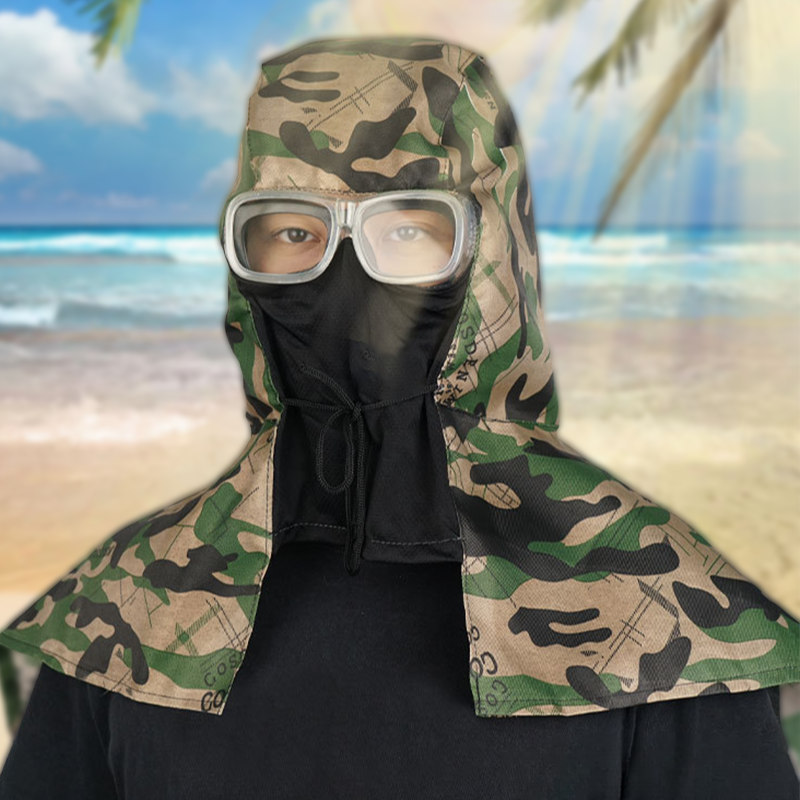 Alleskönner Outdoor-Staubschutz-Poncho mit Kapuze, Gesichtsmaske & Anti-Beschlag-Brille