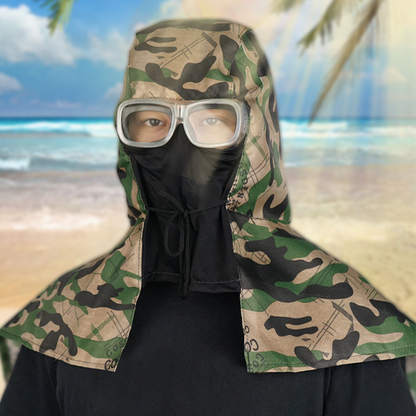 Alleskönner Outdoor-Staubschutz-Poncho mit Kapuze, Gesichtsmaske & Anti-Beschlag-Brille