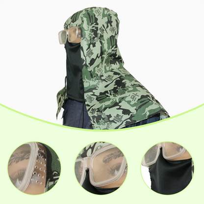 Alleskönner Outdoor-Staubschutz-Poncho mit Kapuze, Gesichtsmaske & Anti-Beschlag-Brille