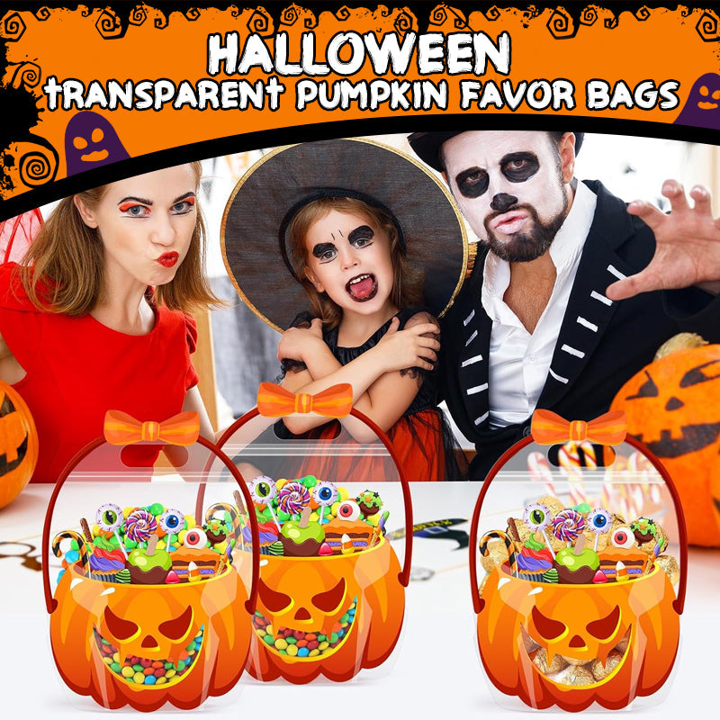💥  🎃 Halloween-Geschenktüten – 10 Stück, transparentes Kürbis-Design. Mit Reißverschluss & stabilem Henkel. PP-Material. Perfekt für Trick-or-Treat & Party-Goodies 🍬