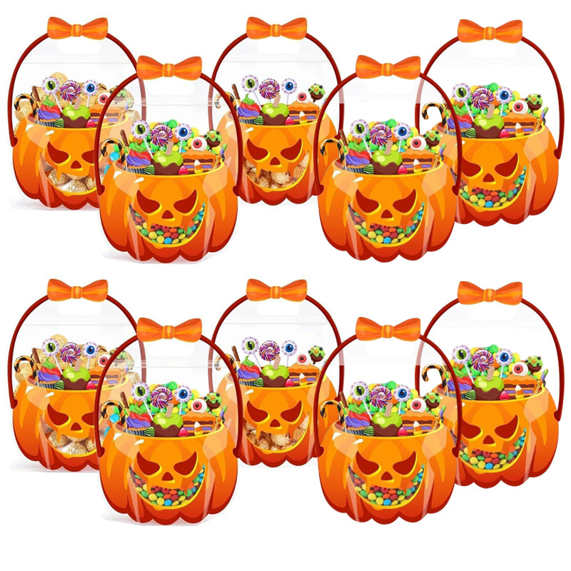 💥  🎃 Halloween-Geschenktüten – 10 Stück, transparentes Kürbis-Design. Mit Reißverschluss & stabilem Henkel. PP-Material. Perfekt für Trick-or-Treat & Party-Goodies 🍬