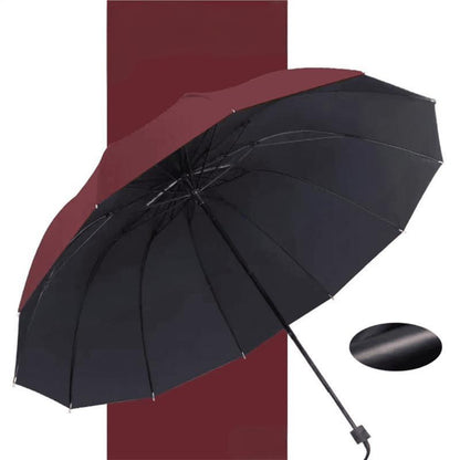 12-fach gefaltbarer, großer, windfester Regenschirm