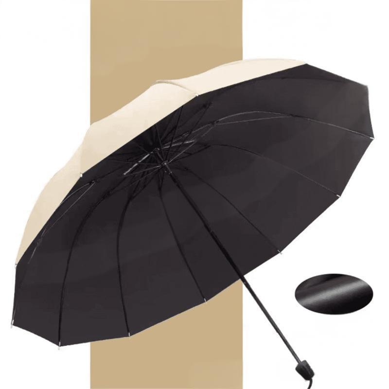 12-fach gefaltbarer, großer, windfester Regenschirm