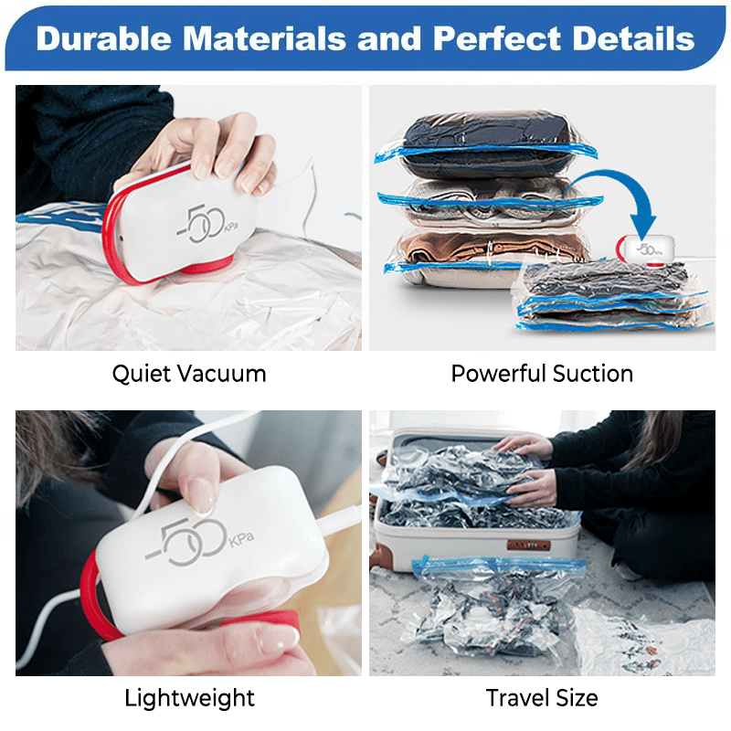 🧳🌼 9 Pack leichte Reisetaschen mit USB-Elektropumpe – Platzsparend, wiederverwendbar & perfekt für Reise, Umzug & Zuhause ✨