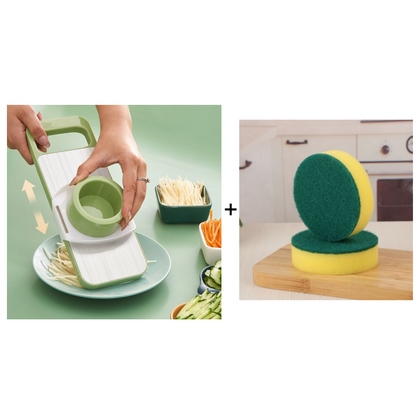 🔪 Multifunctional Kitchen Chopper with Hand Guard – 5 Blades, Non-Slip Base & Quick Vegetables Chopping 🥕⚠️📦