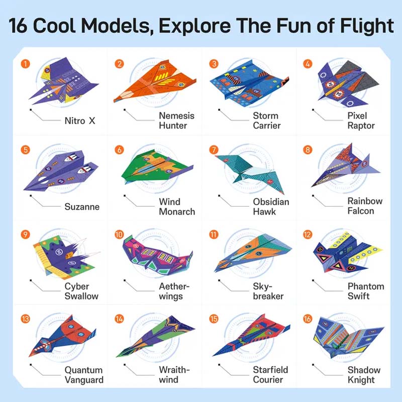 ✈️ ✨ Kreatives DIY-Papierfliegerset - Baue & Starte 10 Modelle, Pädagogisches STEM-Spielzeug für Kinder 6-12 Jahre 🧠🎯