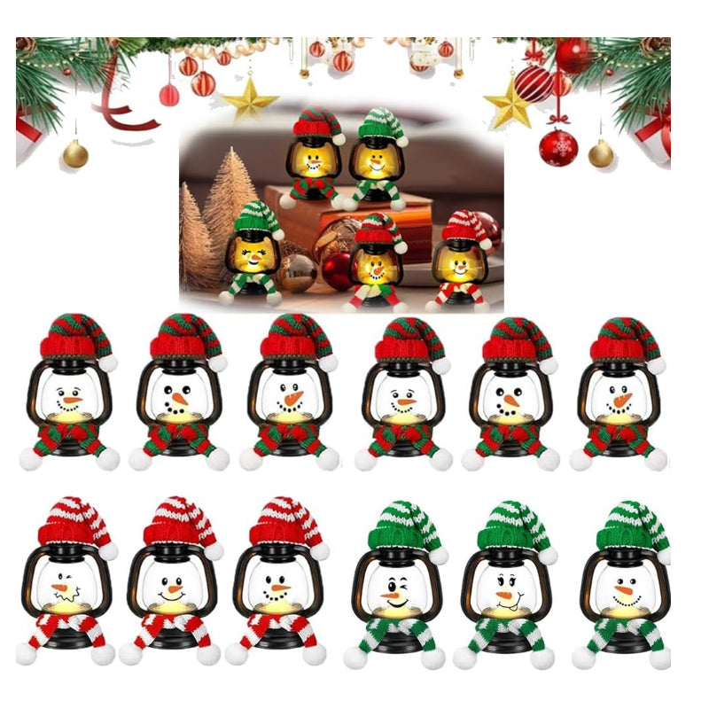 🔥Solange der Vorrat reicht 40 % Rabatt!🎉Weihnachtsdekoration Mini-Schneemann-Laterne mit Mützen und Schals