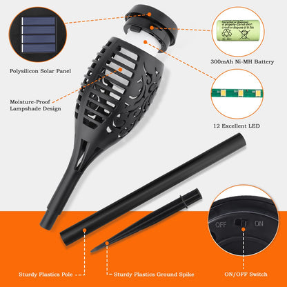💫96 LED Solar-Gartenlampe – Feuerfackel-Design mit Bewegungssensor für Garten & Terrasse 🌞🏡